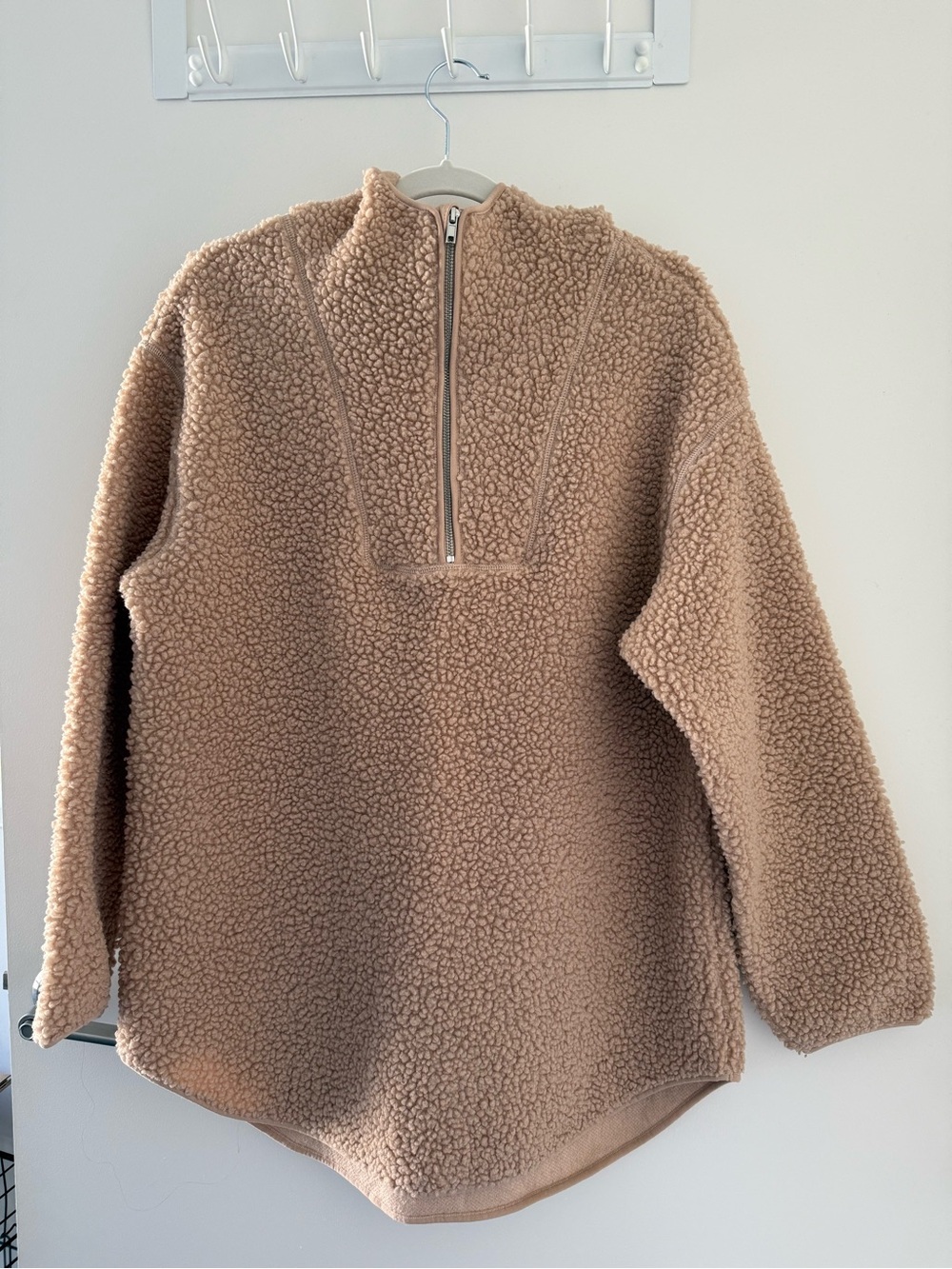 H&M Camel Sherpa Half-Zip Turtleneck Pullover